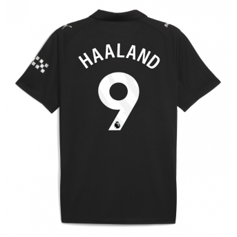 Billige Fotballdrakt Manchester City Erling Haaland #9 Replika Bortedrakt 2025-26 Kortermet